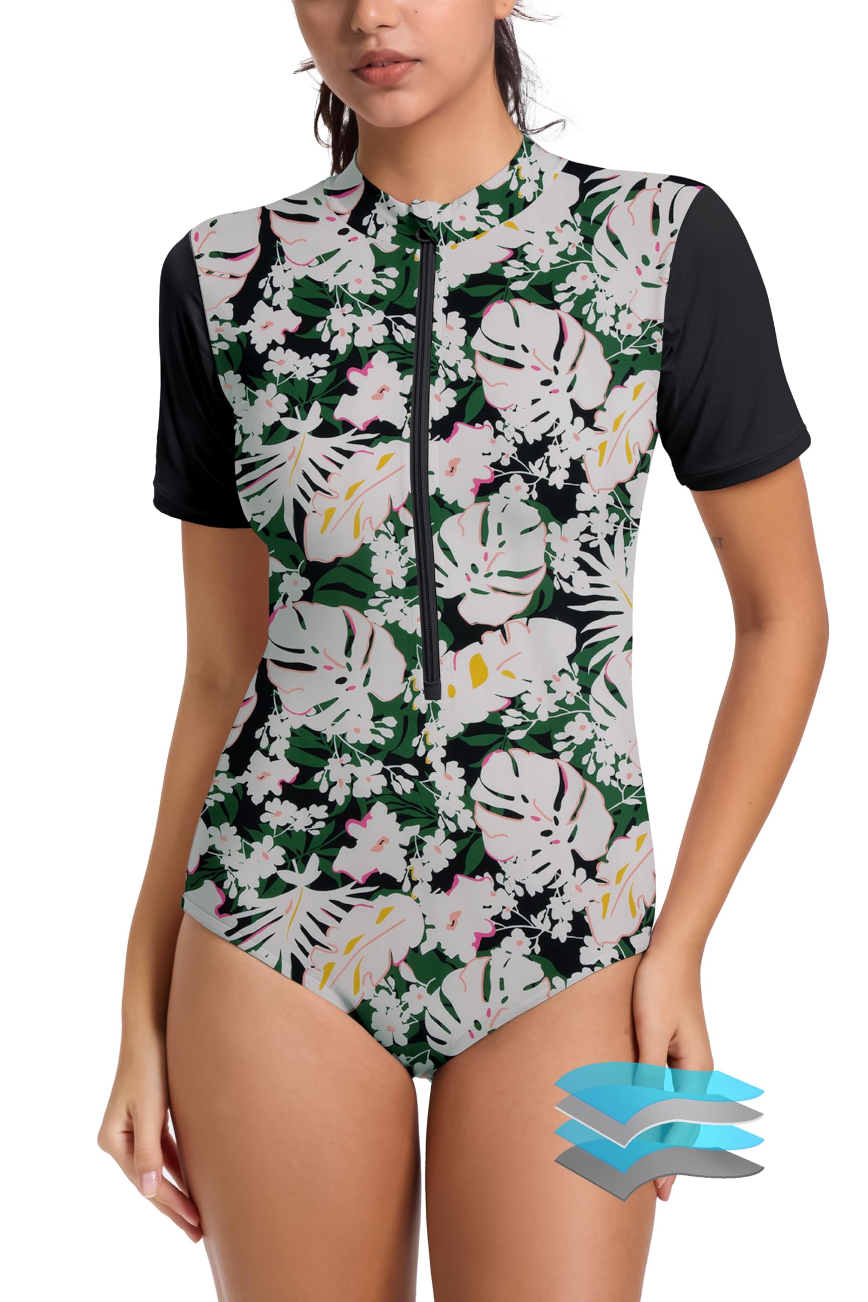 Photo 1 of Beautikini Period Swimwear One Piece for Teens Short Sleeve Swimsuits Women UPF50+ Menstrual Leakproof Bathing Suit
