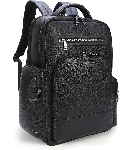 Masa Kawa Leather Backpack for Men Vintage 15.6 Inch Laptop Bag