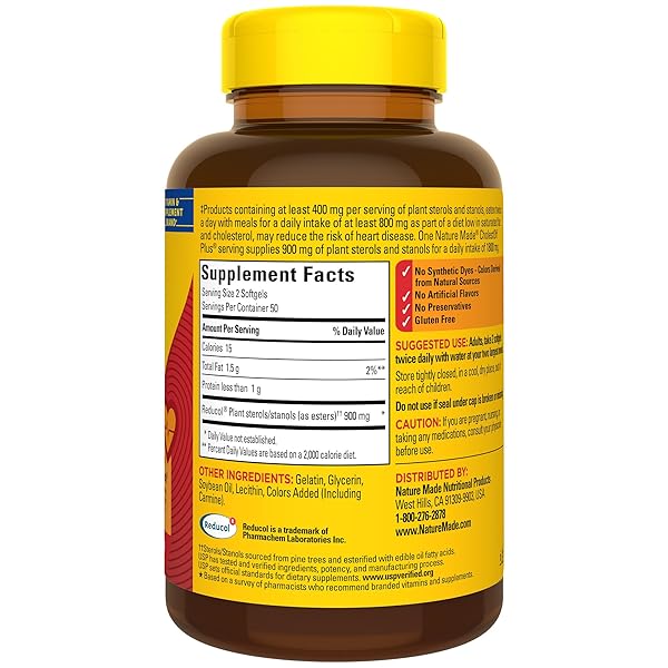NATURE MADE CHOLESTOFF PLUS, DIETARY SUPPLEMENT FOR HEART HEALTH SUPPORT, 100 SOFTGELS, 25 DAY SUPPLY