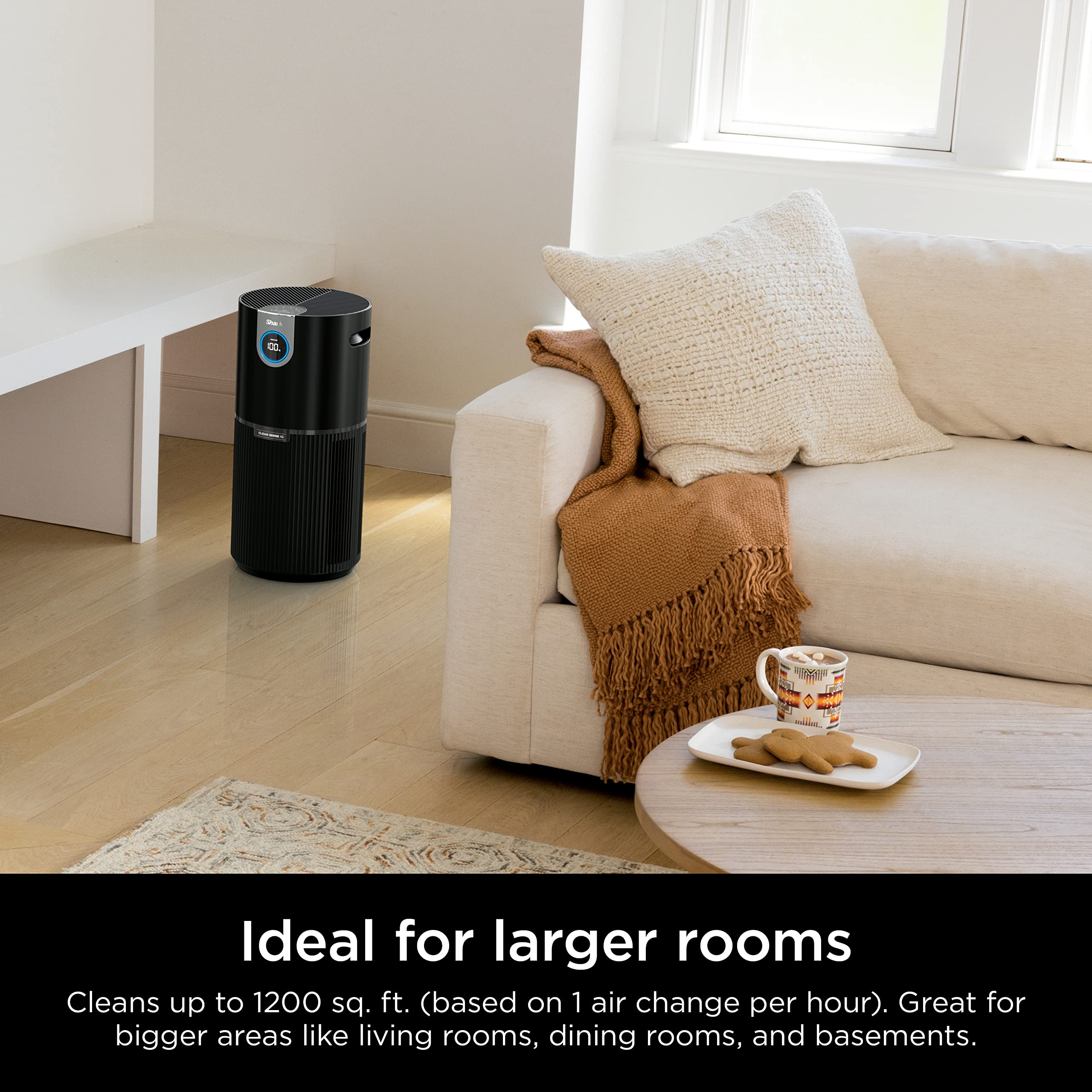 Shark Air Purifier for Home, Office, and Bedroom, Clean Sense Technology, HEPA Air Filter, 1200 Sq Ft, Captures 99.98% of Particles, Pet Dander, Pollutants, Dust, Smoke, Allergens & Smells, HP202