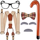 Matiniy 5 PCS Old Man Costume for Boys,100 Days of School Costume Accessories for Kids Grandpa Dress Up