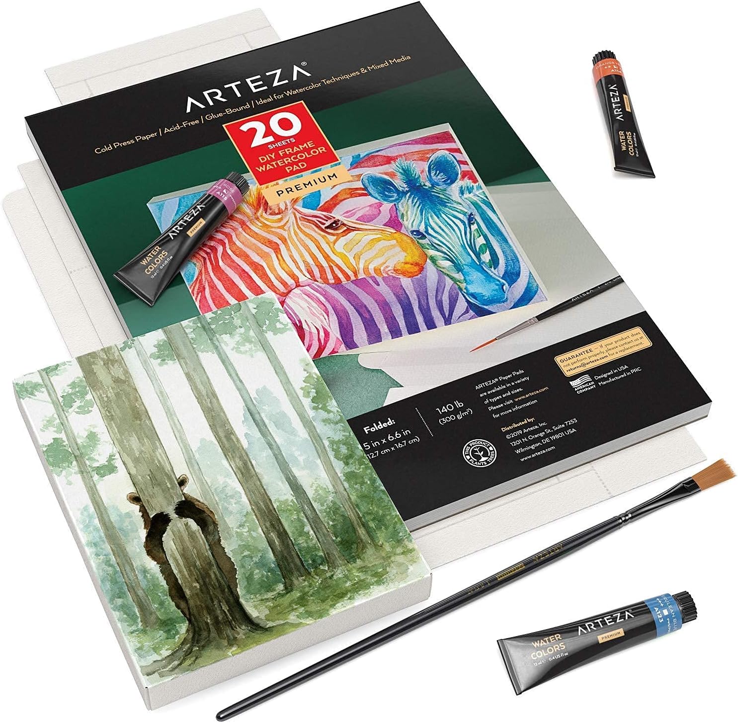 Arteza Watercolor Art Paper Canvas Pad 5x6.6 20 Sheets and Watercolor Art Paper Canvas Pad 7x8.6 20 Sheets Bundle, Painting Art Supplies for Artist, Hobby Painters & Beginners