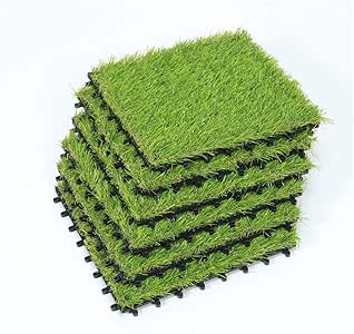 SUMC Césped baldosas Conjunto de 6 Piezas Césped Artificial Clic