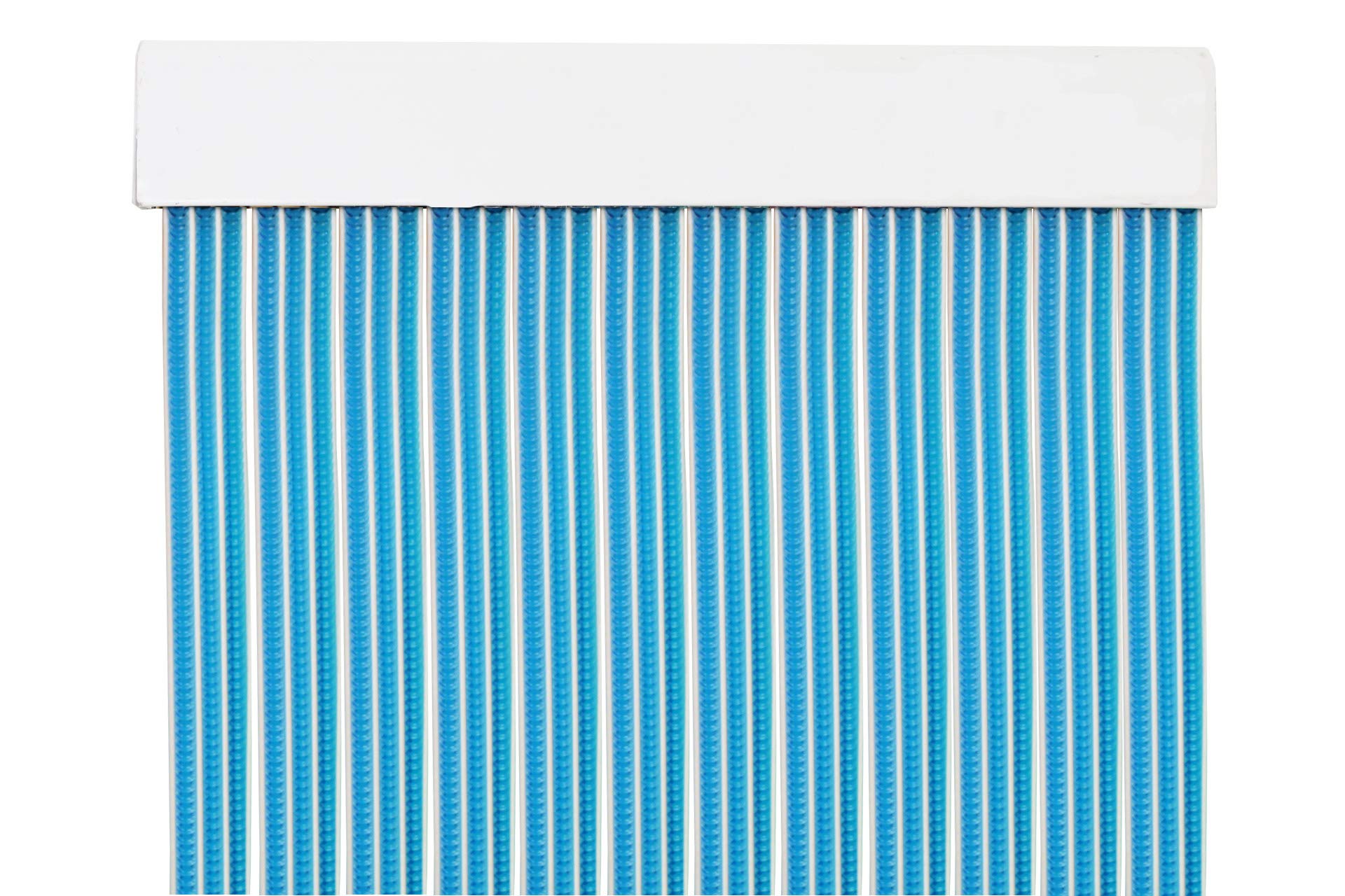 MERCURY TEXTIL PVC Strips Door Curtain 210 x 90 cm, Curtain for Exterior Door (Blue + White Edge P11)