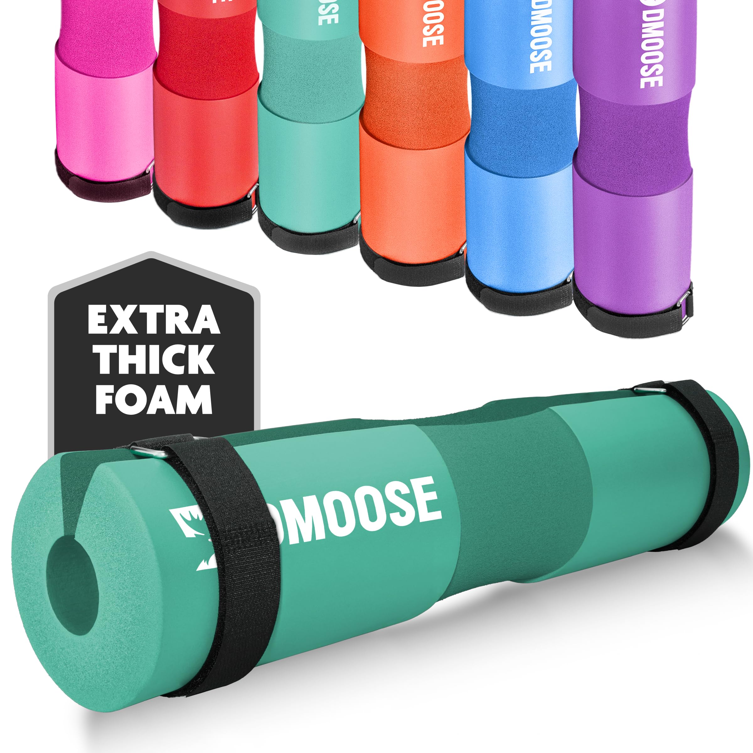 DMoose Fitness Barbell Pad for Hip Thrust, Squat & Lunges - Non-Slip Thick Foam Cushion for Neck and Back Support with Two Straps - Hip Thrust Pad for Leg Day - Fits All Olympic Bars and Smith Machine