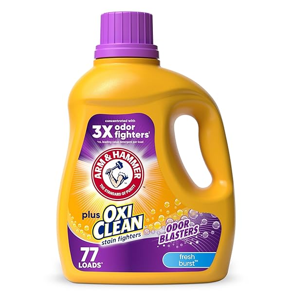 ARM & HAMMER PLUS OXICLEAN ODOR BLASTERS FRESH BURST, 77 LOADS LIQUID LAUNDRY DETERGENT, 100.5 FL OZ