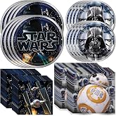 Star Wars Dinnerware Party Bundle - 16 Luncheon &amp; 16 Beverage Napkins, 8 Dinner &amp; 8 Dessert Plates - Star Wars Birthday Party Decorations
