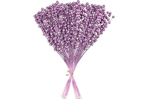 ASSR 100Pack Christmas Glitter Berries Stems,15.7in Fake Christmas Picks Glitter Sticks,Artificial Fruit Berry Picks for Xmas Tree Ornament -Purple 210712XU03-5-2#BVR59 13.8-15.7in
