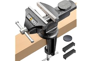 STEINBRÜCKE Table Vise or Bench Vise 3.2 Inch, 360° Swivel Clamp-On Vise Portable Home Vice with Large Anvil for Woodworking, Cutting Conduit, Drilling, Metalworking