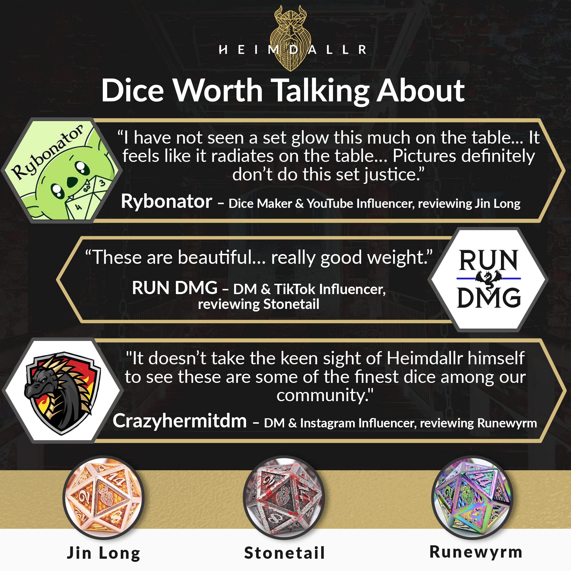 HEIMDALLR Mystery Metal DND Dice Set – 7pc Blind Bag with Random Class & Funny DND Stickers – Metal Role Playing Dice for Dungeons and Dragons – Gift for D&D Players, Great for New Characters