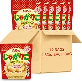 Calbee JagaRico (Double Cheese, 1.83 oz) | Seriously crunchy on the outside and crispy on the inside potato snack | (12 Pack)