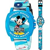 Disney Mickey Mouse Kids Watch with Clear LCD Display, Comfortable Silicone Strap, Fun Sound Effects, Perfect for Boys and Girls Ages 3+, Adjustable Strap Design