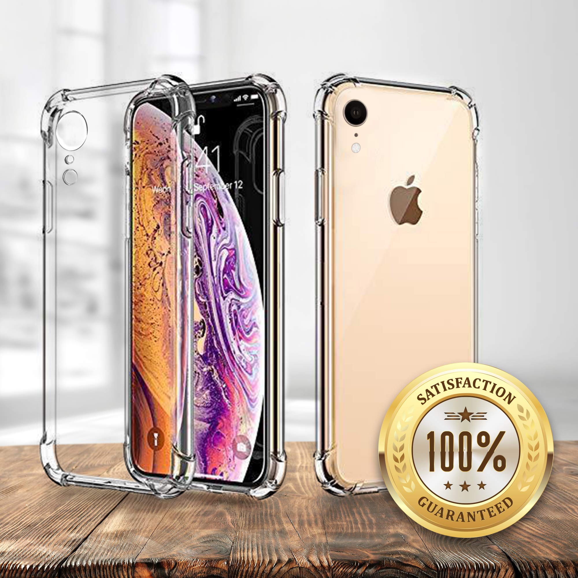 iPhone XR Cases - iPhone xr Phone case - Soft TPU with Reinforced Bumpers – Transparent (100% Clear)