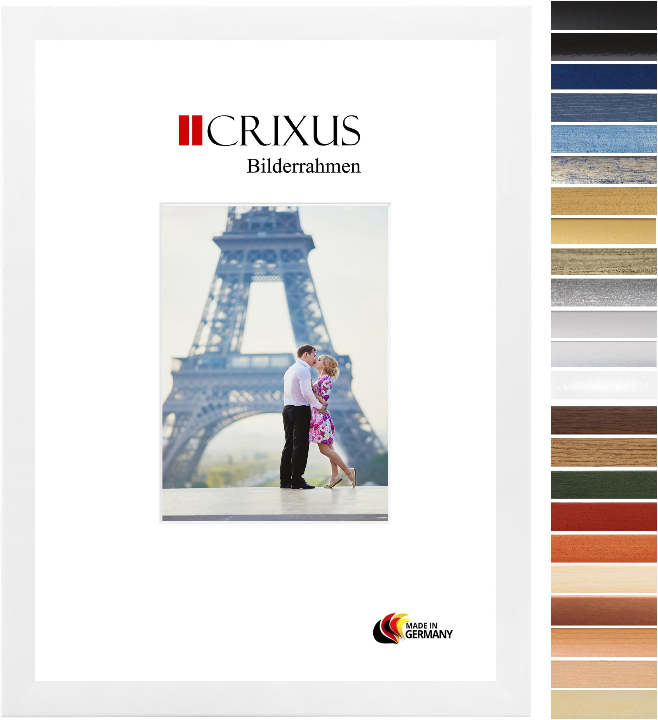 Crixus35 Picture Photo frame for 50 cm x 75 cm pictures, color: White Matt, wood frame MDF custom-made with acrylic art glass and MDF rear panel, frame width: 35mm, outside dimension: 55,8 x 80,8 cm