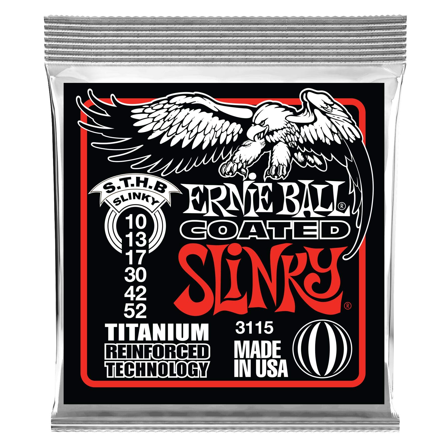 Ernie Ball Skinny Top/ Heavy Bottom Slinky Coated Titanium RPS Electric Guitar Strings - 10-52 Gauge