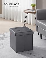 SONGMICS MAZIE Storage Ottoman 38 cm Folding Foot Rest Slate Grey LSF030G51 view 2
