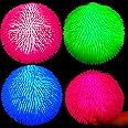 Puffer Balls Glow in The Dark 9 Inch Large Puffer Ball Stretchy Light Spiky Stress Relief LED Glowing Party Favors Goodie Bag Stocking Stuffers Assorted Colors (Cute Colors, 3 Pcs)