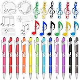 Sherr 36 Pcs Music Teacher Gifts Bulk Music Themed Adhesive Notes Note Pads Pens Capacitive Stylus Pens Paper Clip Holder for Rewards Marching Band School Supplies