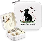 BJDAMAI Black Cat Jewelry Box, Gifts For Kids Teens Girls Age 8-12, Black Cat Lovers Stuff Items Accessories Things Merchandise Decor Merch, Travel Ring Earrings Necklace Organizer Holder!