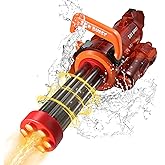 Gatling Electric Water Gun with Backpack Tank, Rot Barrel for Kids Adults | Automatic Battery Powered Squirt Gun w/ LED Light, 28-32ft Shooting Range, Shoots 5,000+ Times, Summer Outdoor Pool Beach