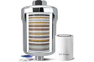 iSpring 33-Stage High Output Shower Filter, Universal Shower Head Filter for Hard Water, 99% Removal of Heavy Metals, Chlorin