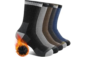 BESTENA Merino Wool Hiking Socks for Men 5 Pairs Thermal Warm Winter Thick Cushion Moisture Wicking Crew Boot Socks