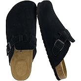 CUSHIONAIRE Haze Genuine Suede Leather Mens Clogs - Comfortable Slip On Potato Shoes for Men with Adjustable Buckle