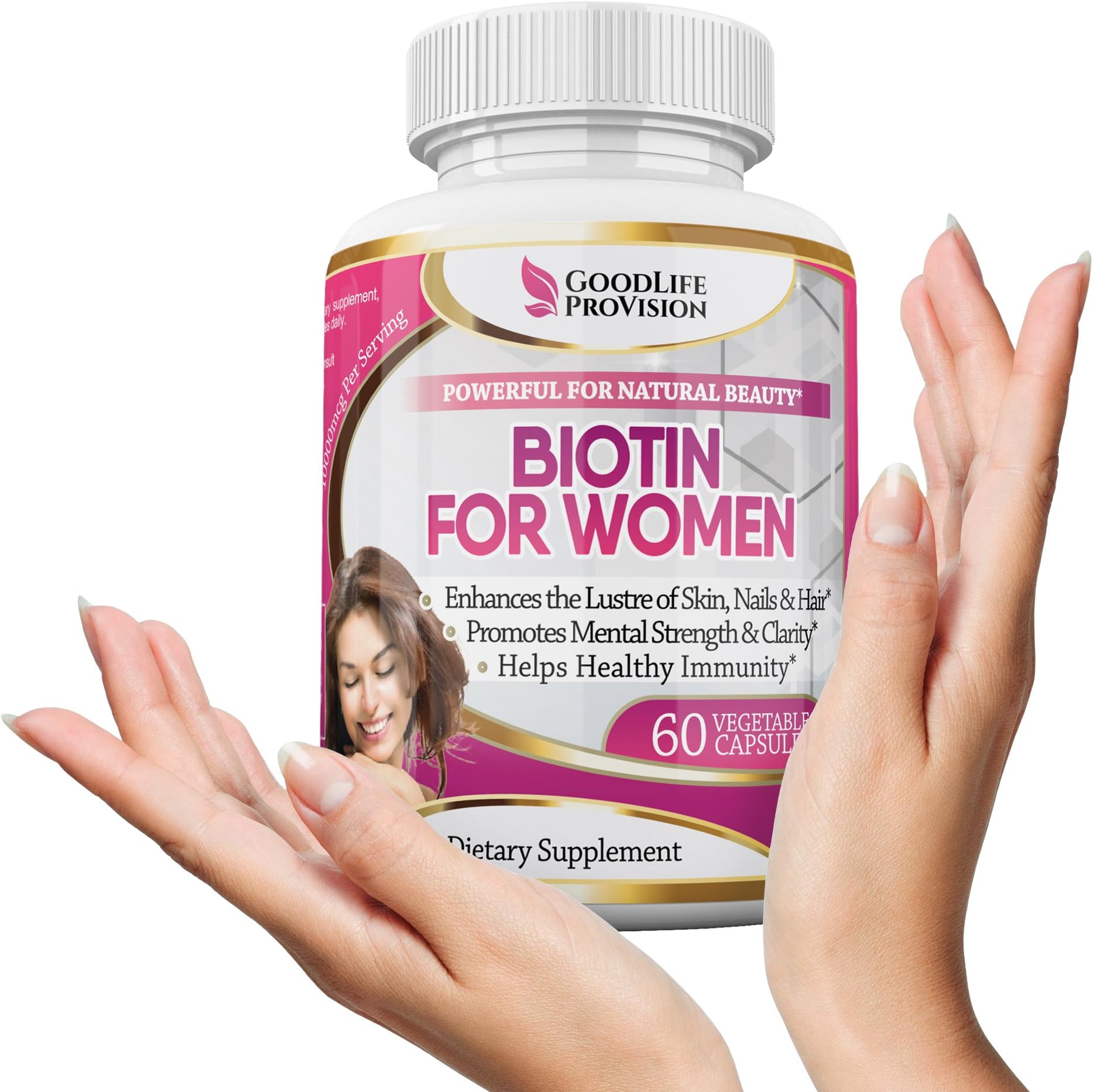 Biotin Extra Strength – Best High Potency Supplement for Women – 5000 mcg Veggie Capsule for Glowing Skin, Nails & Hair Growth, 10000 mcg / Serving – Choose Your Dosage - 1 Month Beauty Supply