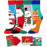 HAPPYPOP Christmas Socks for Kids - Unisex Xmas Sock Gift Ideas for Teen Girls Boys 4 Pack