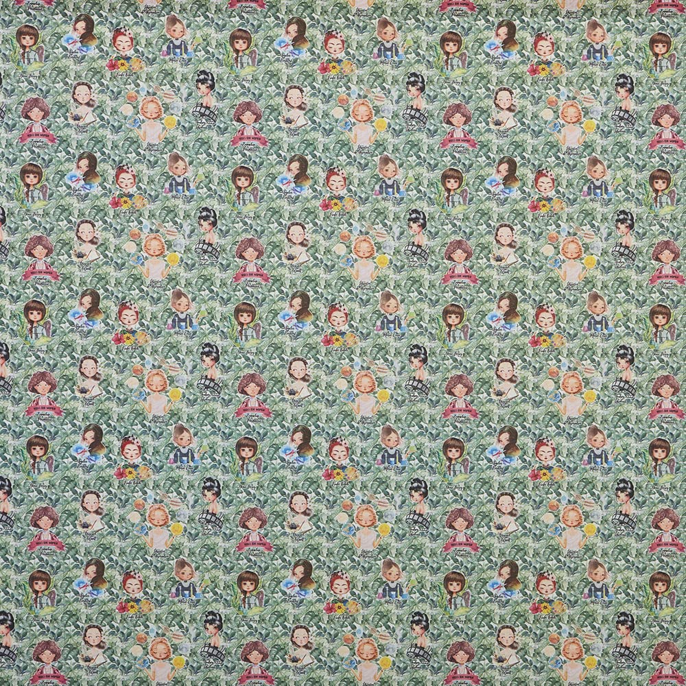 Kt KILOtela - Patchwork Fabric - Digital Print - 100% Cotton - 140 cm Length x 140 cm Width | Pioneer Tropic - Green ─ 1.40 m