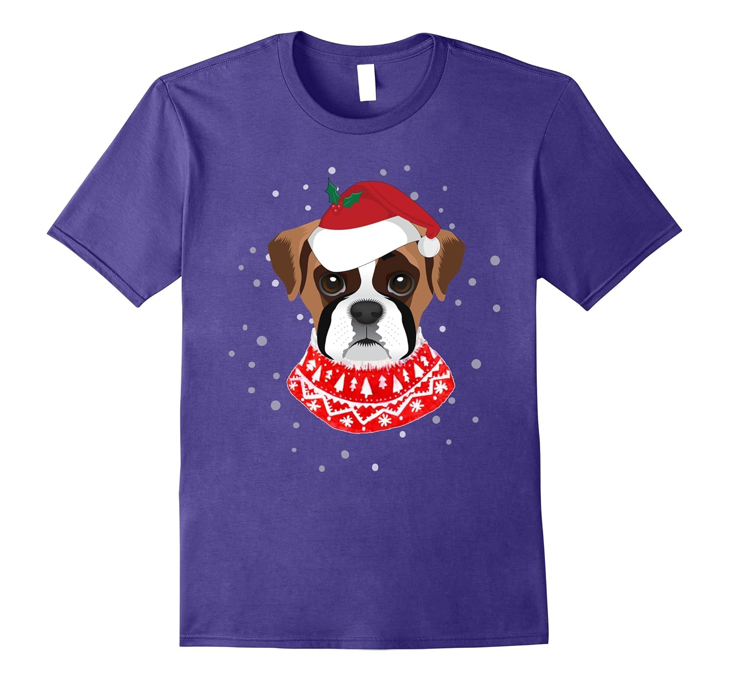 Boxer With Santa Hat Christmas Ugly Sweater T-Shirt-Rose