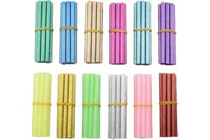 TEHAUX 60pcs Glitter Hot Melt Glue Sticks, Mini Glue Sticks for DIY Art Crafts Decorations, 0.27 X 3.9 Inches, 12 Colors Glue