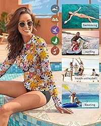 WOWENY Women Rash Guard Long Sleeve Swimsuit Top