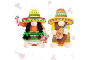 ZATAYE Cinco De Mayo 2-Pack Fiesta Decorations, Handmade Plush Gnomes with Sombrero & Maracas, Perfect for Taco Tuesday & Home Birthdays