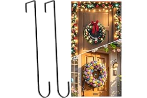 TUNMIOK 15" Wreath Hangers for Front Door,2 Pack Wreath Door Hanger,Non Scratch Over The Door Hooks Halloween Christmas Easter Decorations Welcome Sign for Front Door Décor, Slim Hangers