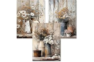 FAIRYLAND JINWENN Diamond Art Kits for Adults Beginner, 3 Pack Rustic Farmhouse Daisy Painting Diamond Kits 5D Diamond Dots Gem Art Crafts with Tools Round Full Drill Funny Crafts for Home Wall Decor&Gift 12x16 inch