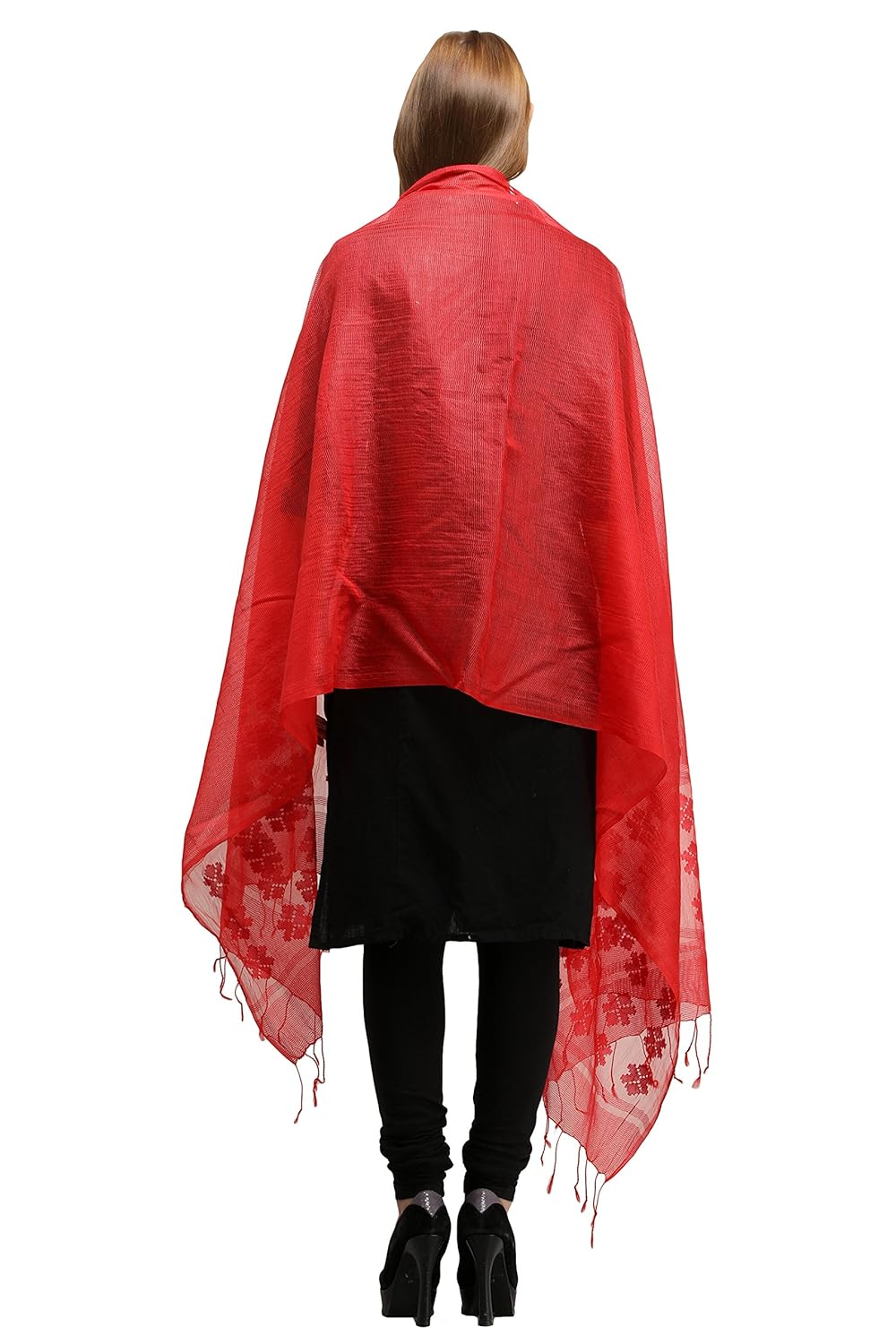aksara red organza net dupatta