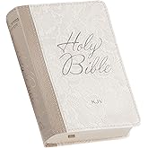 KJV Holy Bible, Mini Pocket Size, Red Letter Edition, Reading Plan, Thematic Verse Finder, Ribbon Bookmark, King James Version, Vegan Leather, Pearlized White, 5.6" x 3.9" (KJV Pocket Editions)