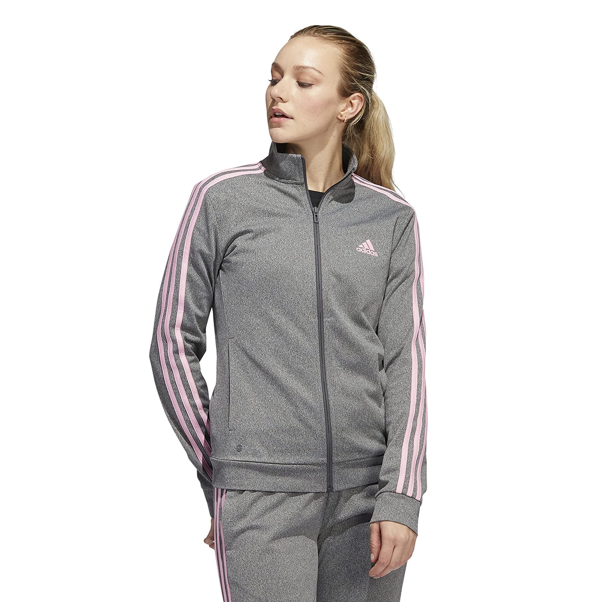 Photo 1 of adidas Womens Warm-Up Tricot Regular 3-Stripes Track Jacket Grey Six Melange Medium