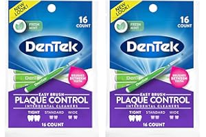 DenTek Easy Brush Plaque Control Interdental Cleaners, Tight, 16 Count (Pack of 2)