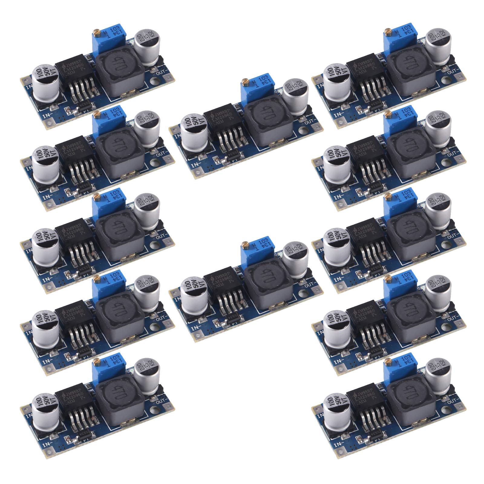12 Pcs LM2596 Buck Converter, Step Down Converter Module DIY Power Voltage Regulator Adjustable Power Supply Module