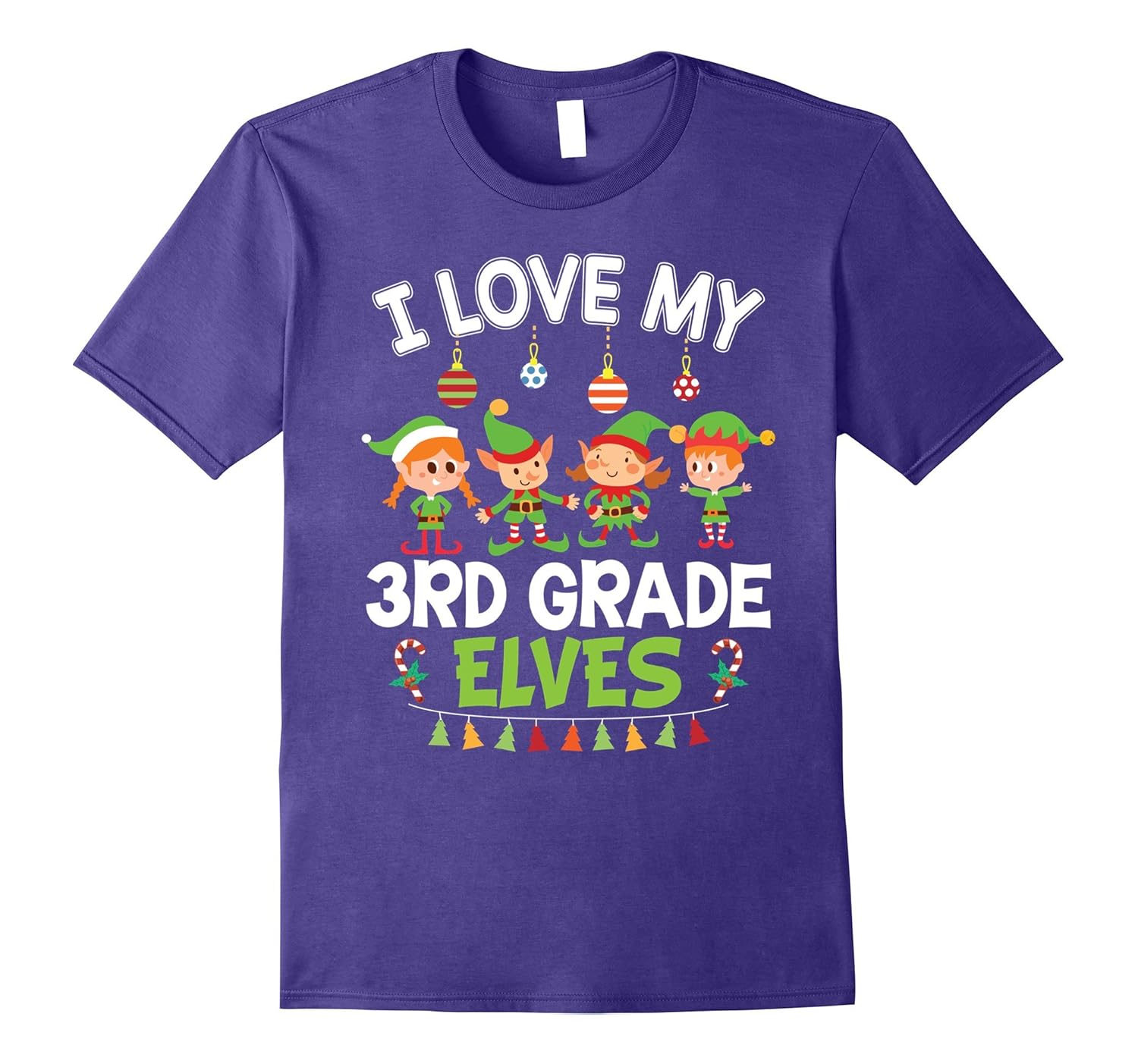 I Love My Third Grade Elves Christmas 3rd Teacher T-Shirt-ANZ