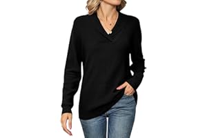 Ivicoer Women Long Sleeve V Neck Pullover Collar Knitted Sweaters