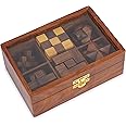 Ajuny Wooden Puzzles Box Set (6 Games) Brain Teaser for Teens & Adults, IQ Test Interlocking 3D Puzzles, Handcrafted Rustic Patio Decor, Unique Gift for Christmas and Birthdays