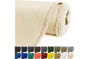 KONELIA Waterproof Canvas Fabric by The Yard, 58inch 600D Upholstery Material Cordura Polyester Fabric Outdoor Water Resistant Fabric for Sewing Chair Patio Cushion Purse Bag, 1 Yard Ivory