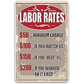 Labor Rates Tin Sign Funny Mechanic Shop Metal Signs Mechanic Hourly Rate Sign Mechanic Shop Decor Garage Shop Rates Sign A Lot If You Worked On It First Signs
