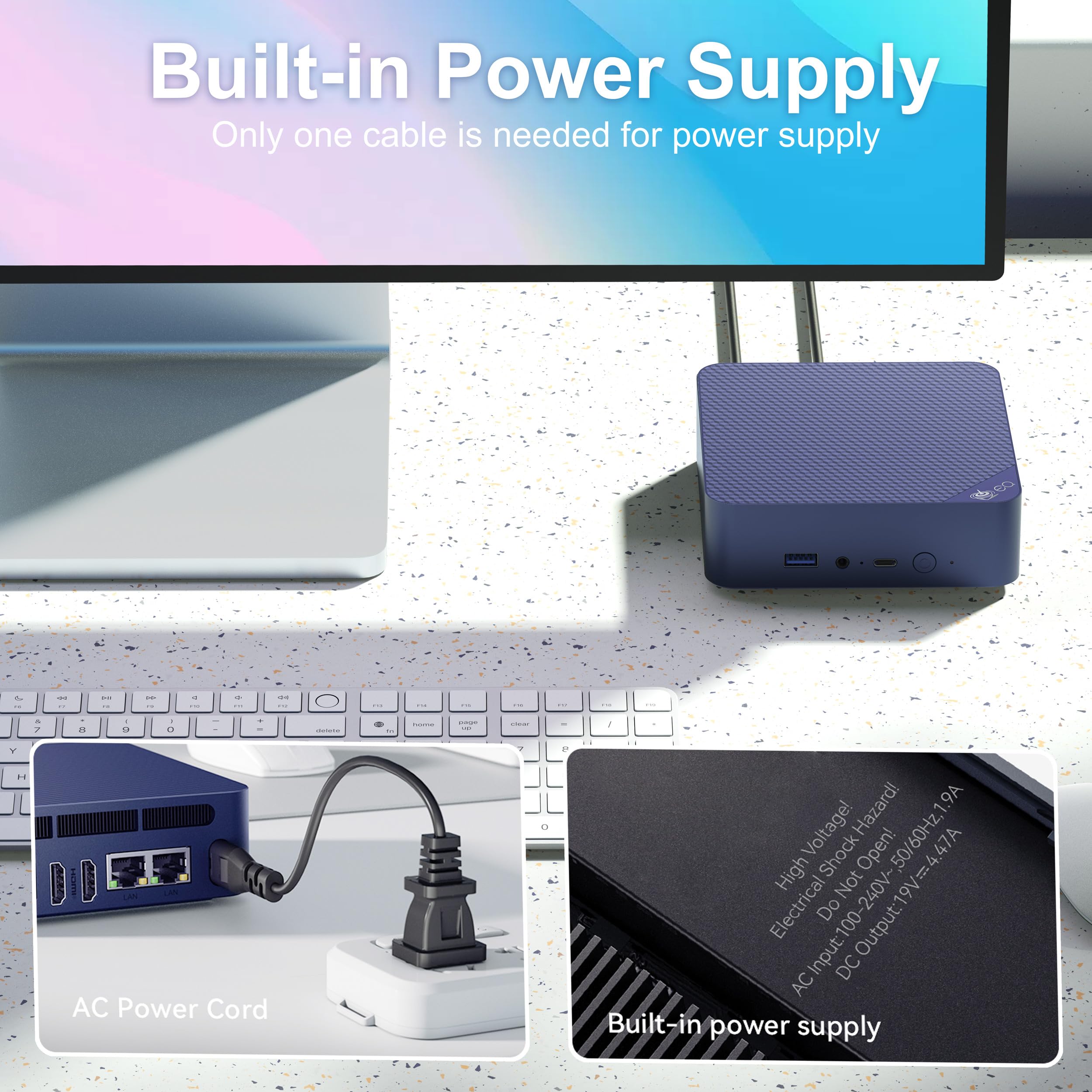 Beelink EQ13 Mini PC, Intel N100 (up to 3.4GHz), 16G DDR4 500G PCIe3.0 SSD,Built-in Power Supply Mini PC,Support Dual LAN, WiFi6, BT5.2, USB3.2, 4K@60hz Dual HDMI Display Micro PC Home/Office