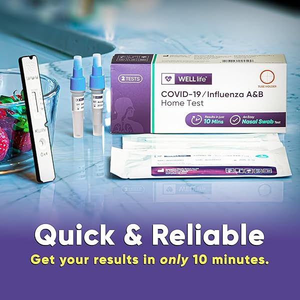 WELLLIFE COVID-19/INFLUENZA A&B HOME TEST, 2 TESTS FLU TESTS FOR HOME COVID FLU COMBO TESTING KIT FDA AUTHORIZED NON-INVASIVE SWAB TEST
