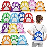 Eccliy 24 Pcs Paw Print Drawstring Backpack Reusable Paw Bags Cute Puppy String Gift Bags Party Favor Gift Candy Goodies Treat Backpack for Party Travel Favors Kids