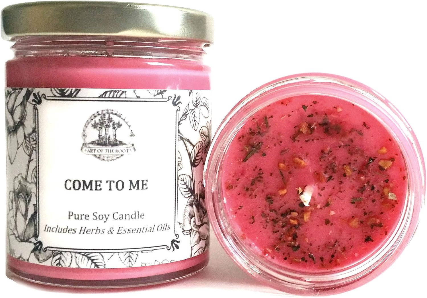 Amazon Com Art Of The Root Come To Me 8 Oz Soy Herbal Spell Candle For Love Commitment Seduction Magick Wiccan Pagan Hoodoo Home Kitchen